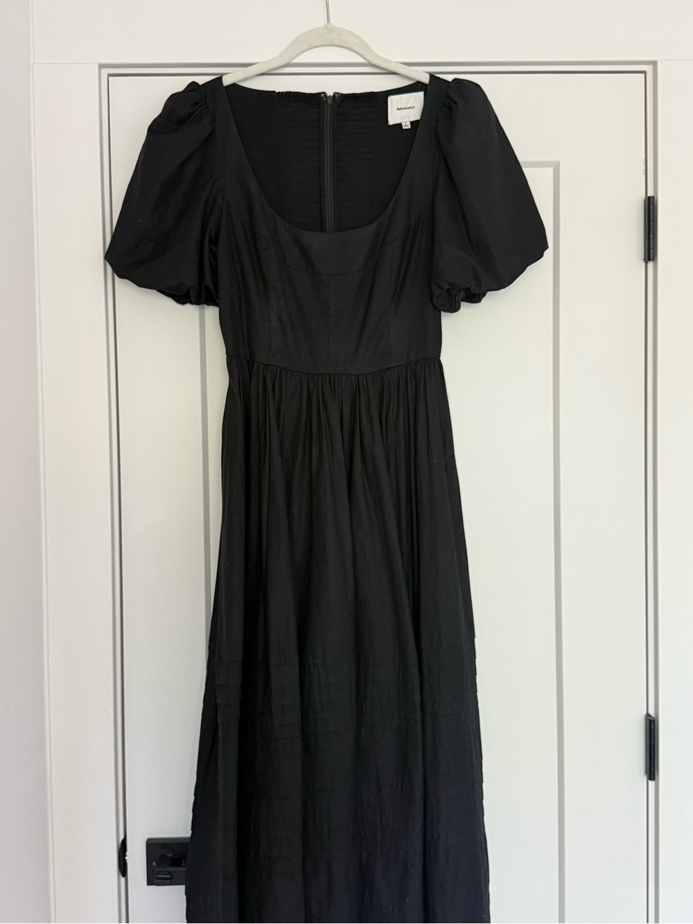 Reformation Black Puff-Sleeve Maxi with Scoop Neck